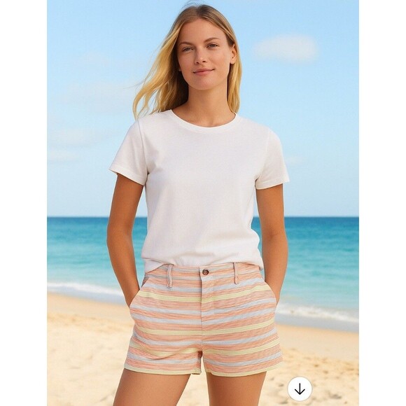 Gap City‎ Short Womens 8 Striped Multicolor Flat Front Casual Beach Resort - Picture 1 of 11